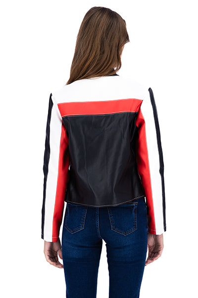 CROP Biker Leather Effect Combo red