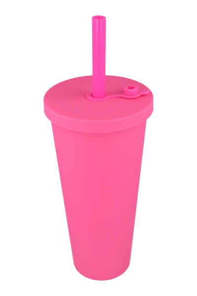 Vaso monocolor popote ROSA