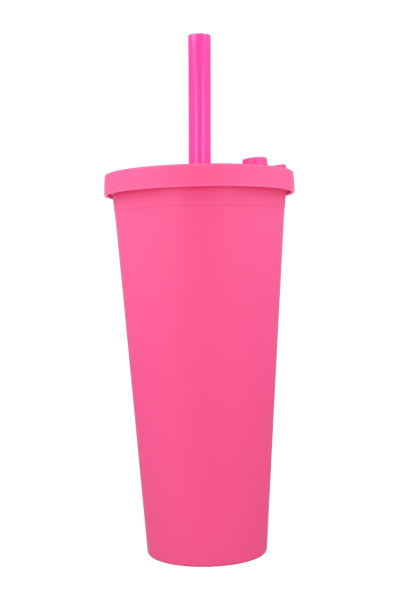 Vaso monocolor popote ROSA