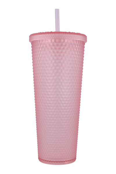 vaso textura diamante mate 720  ml ROSA