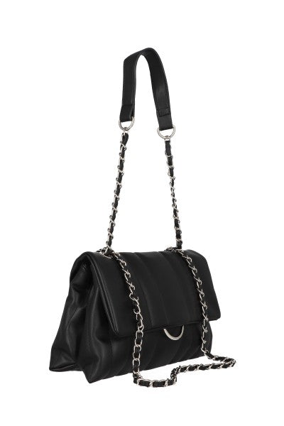 Bolsa midi capitonada cadena NEGRO