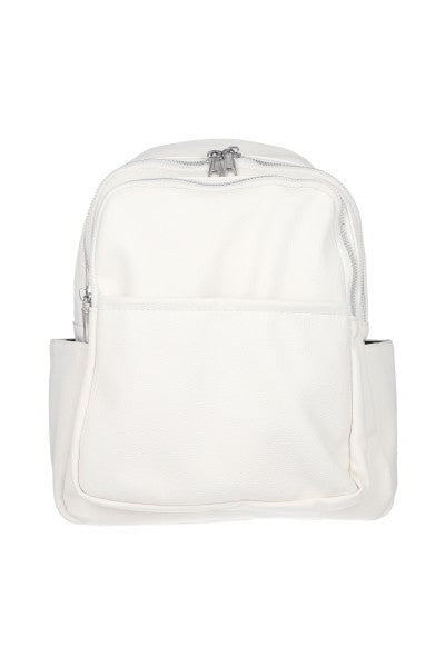 Mochila Efecto Piel Cremalleras BLANCO