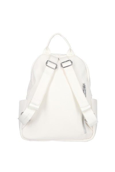 Mochila Efecto Piel Cremalleras BLANCO