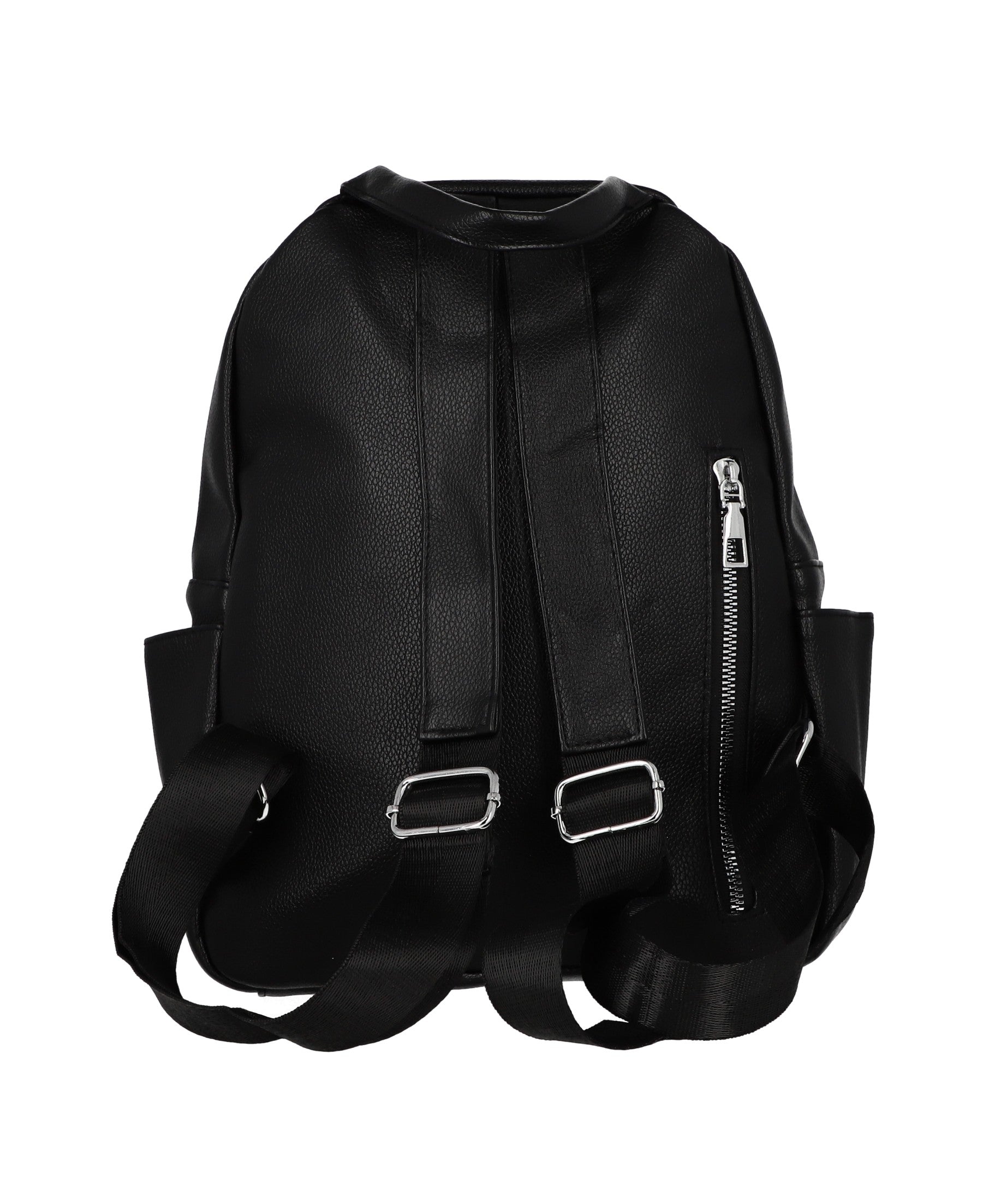 Mochila Efecto Piel Cremalleras NEGRO