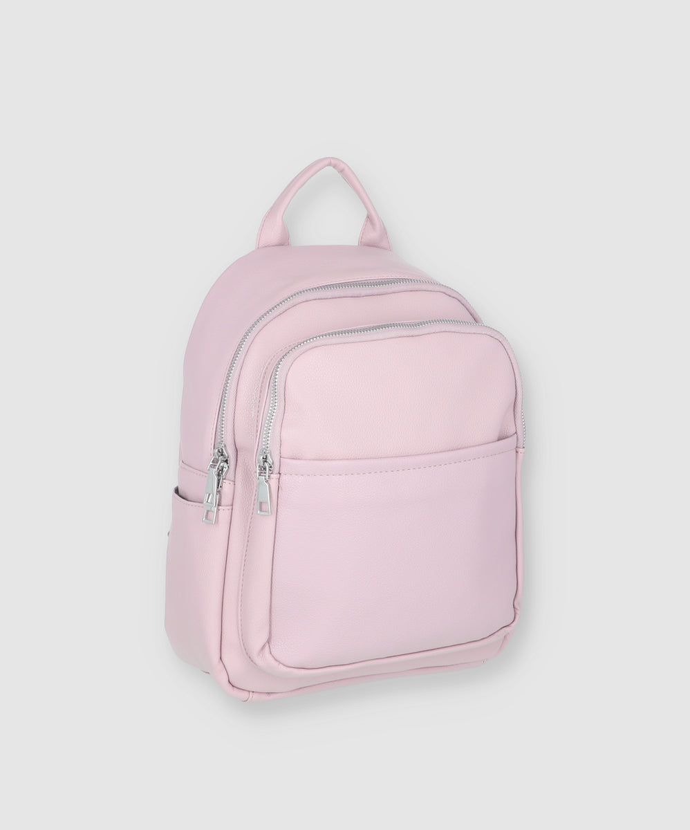 Mochila Efecto Piel Cremalleras PALO DE ROSA