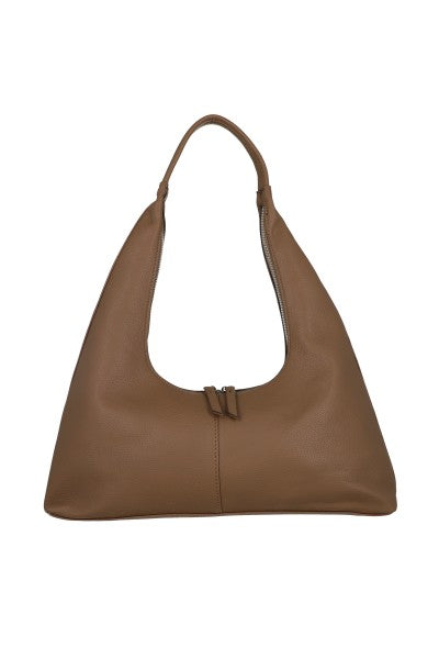 Bolsa hobo alargada efecto piel TAUPE