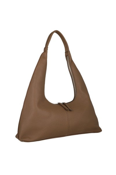 Bolsa hobo alargada efecto piel TAUPE