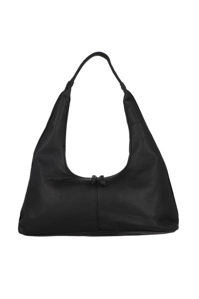 Bolsa hobo alargada efecto piel NEGRO