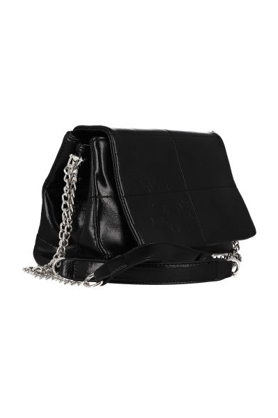 Bolsa midi efecto piel crackeado NEGRO