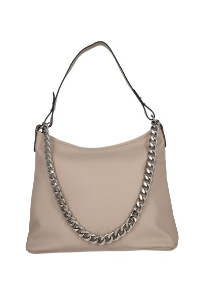 Bolsa midi efecto piel cadena TAUPE