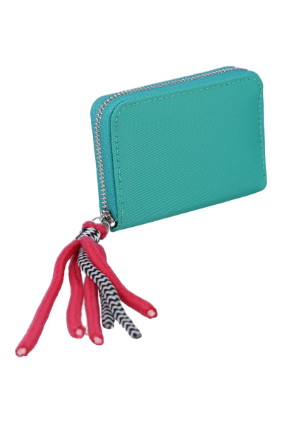 Cartera monocolor tassel cremallera VERDE