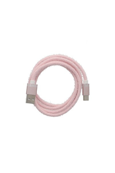 CABLE CARGADOR FLUFFY TIPO C ROSA