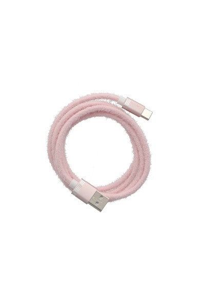 CABLE CARGADOR FLUFFY TIPO C ROSA