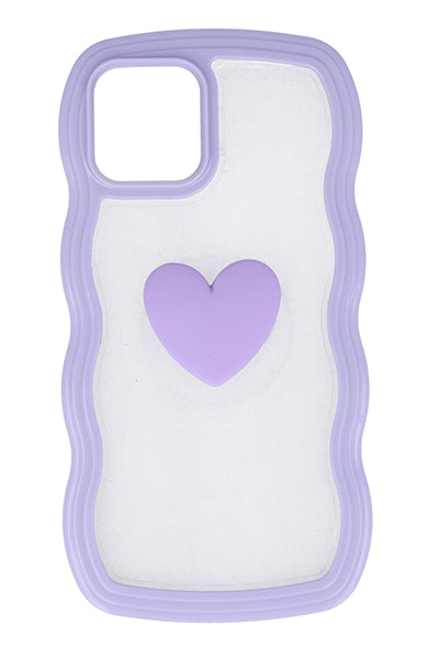 Funda celular i 12 ondas corazón MORADO