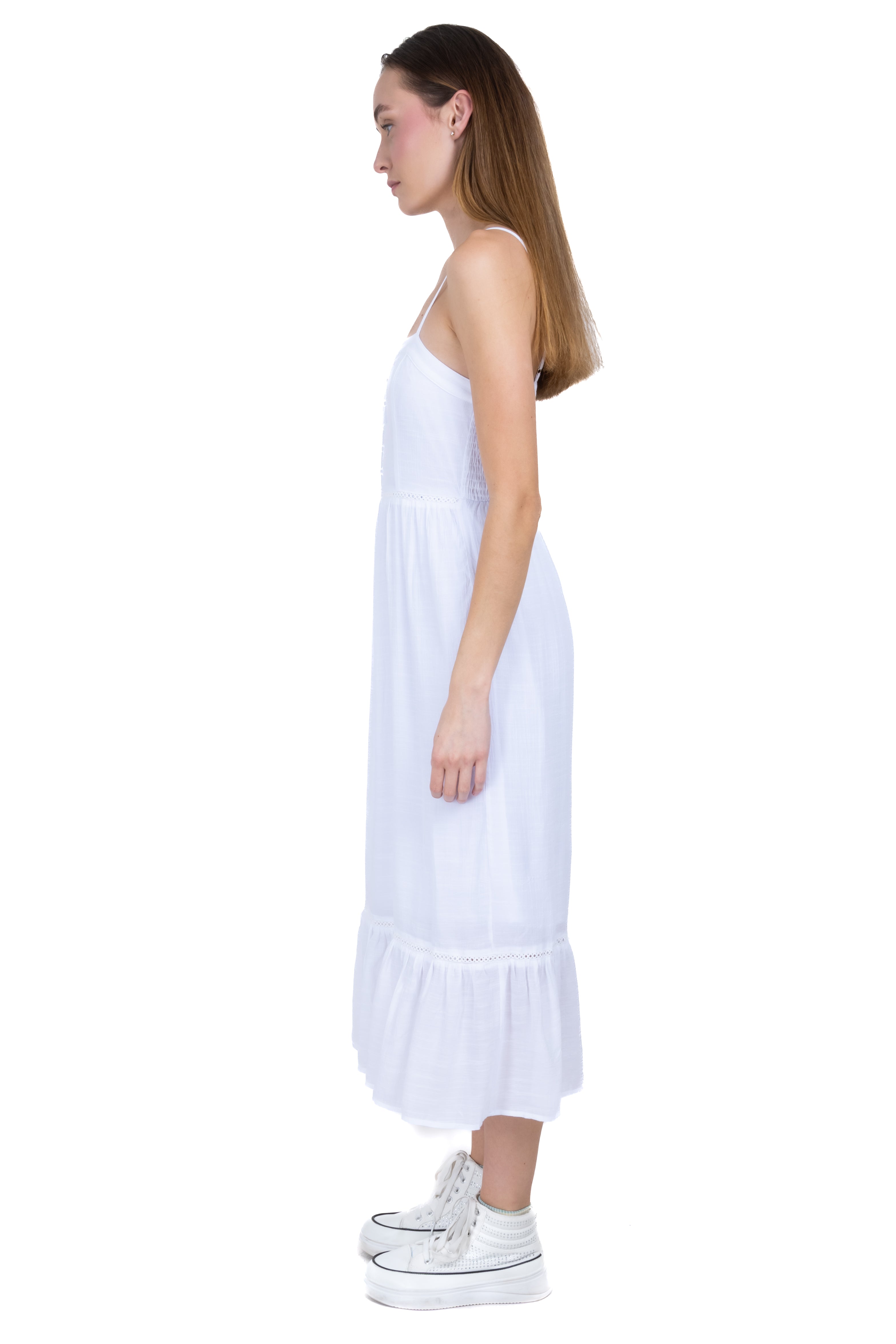 Vestido midi tirantes botones BLANCO