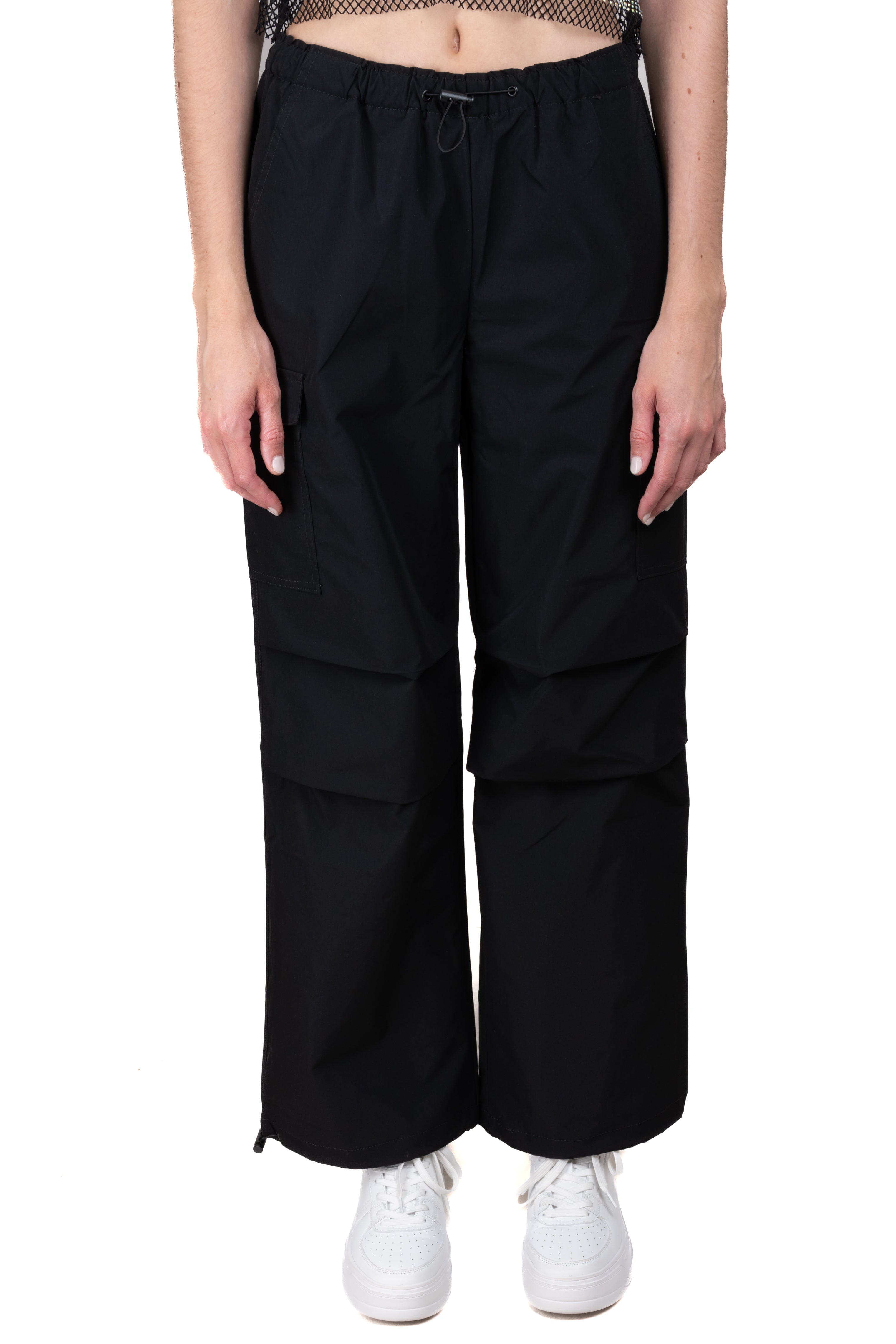 Parachute Elastic Waist Pants BLACK