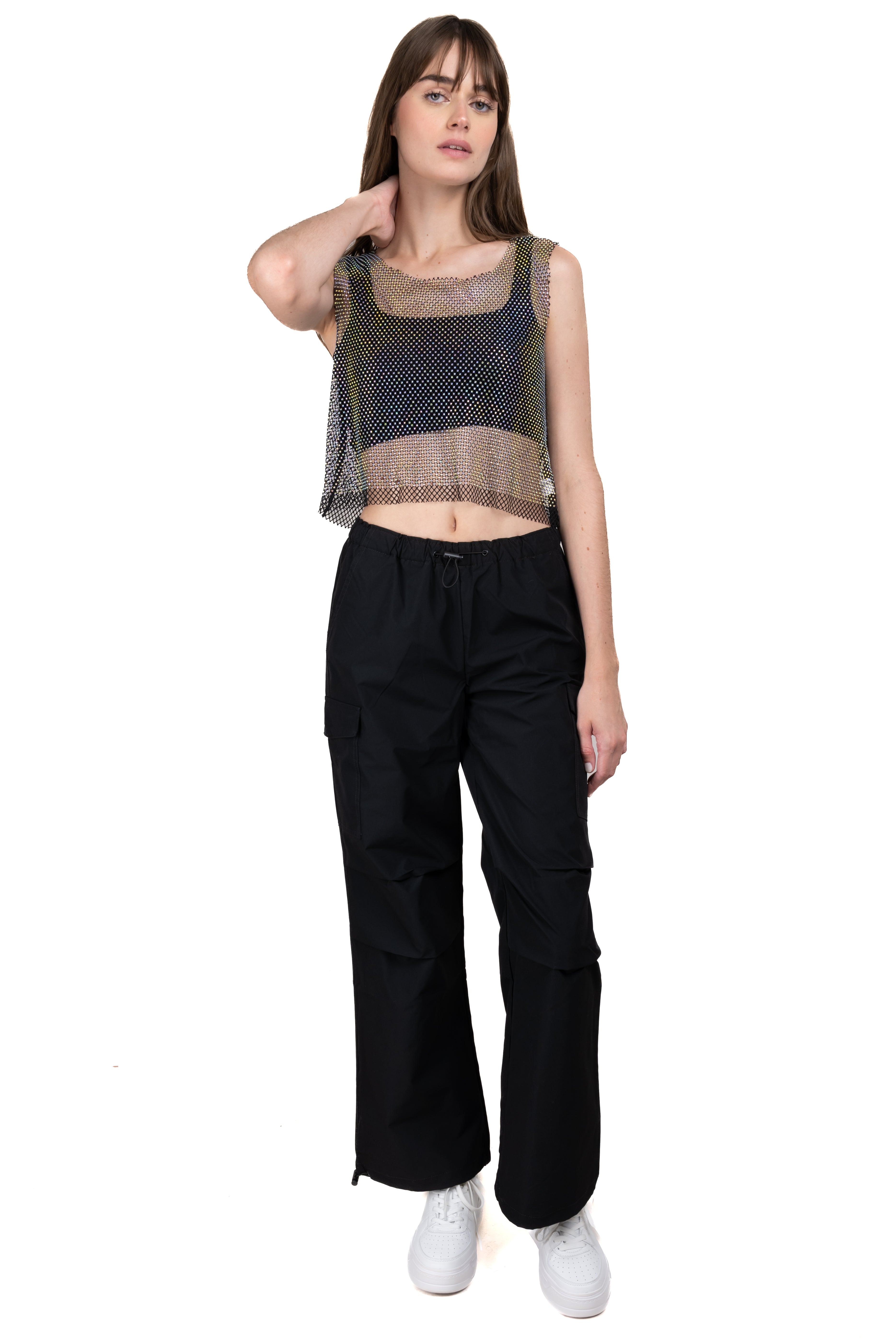 Parachute Elastic Waist Pants BLACK