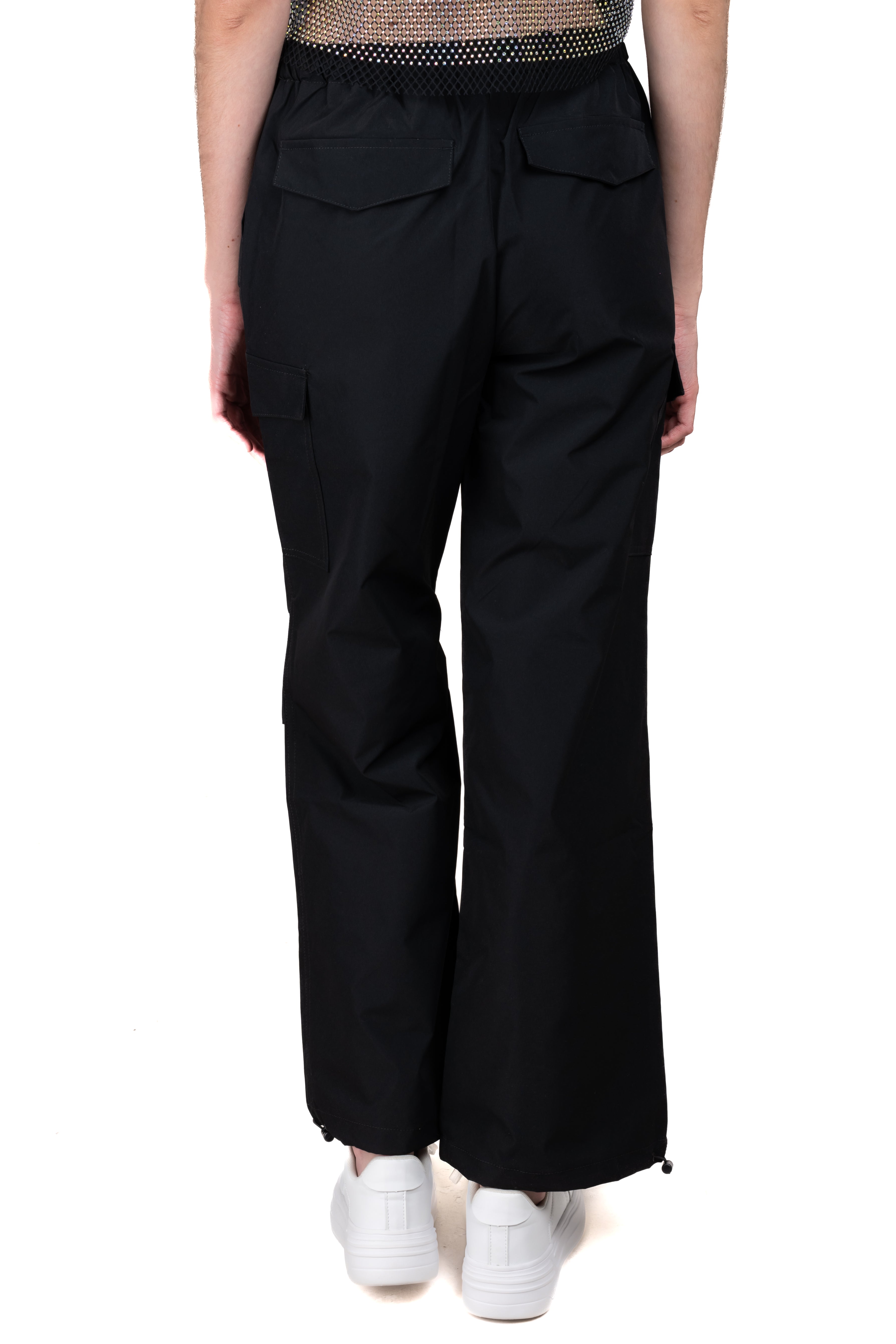 Parachute Elastic Waist Pants BLACK