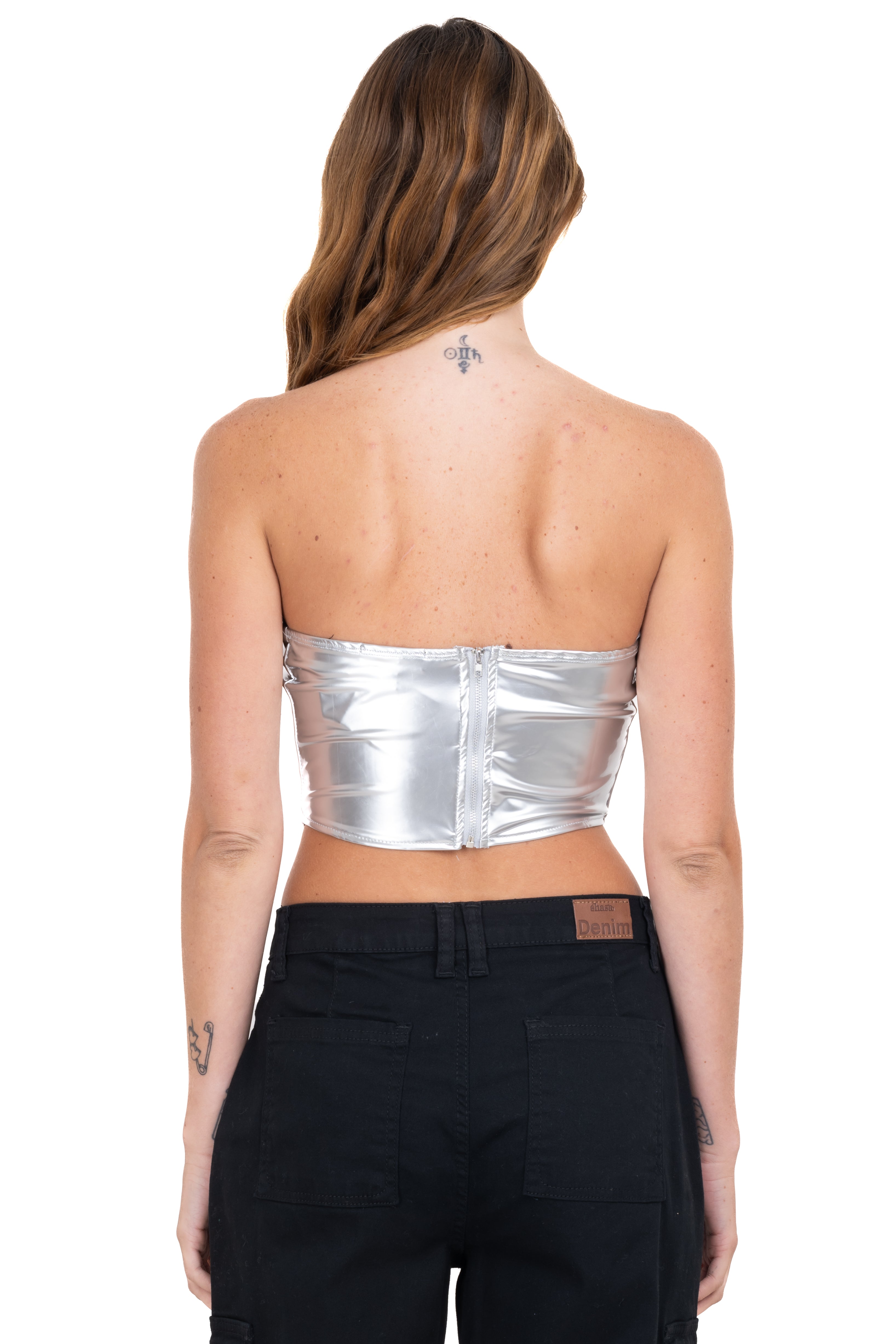 Corset metalizado efecto piel PLATA