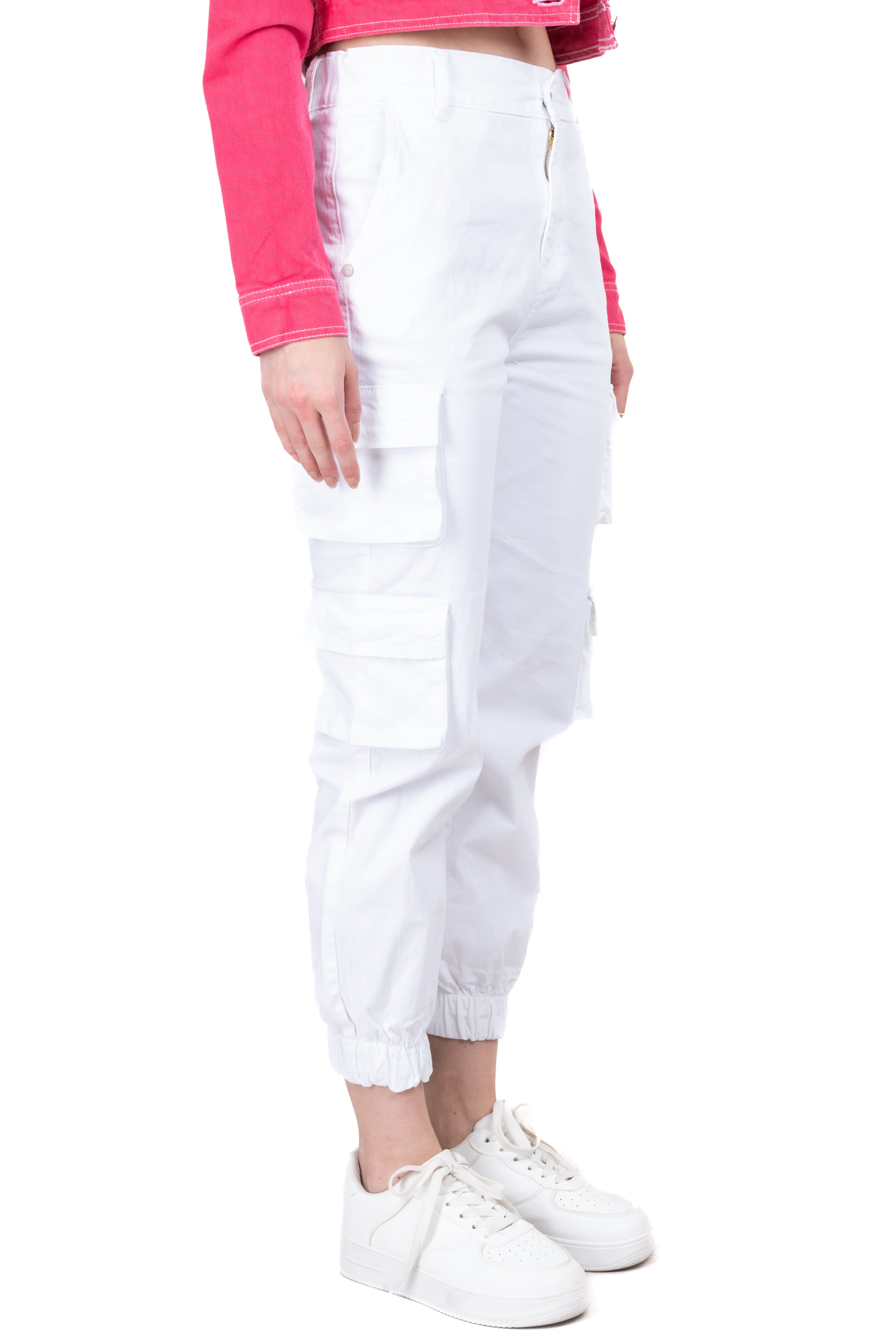 Jeans cargo monocolor BLANCO