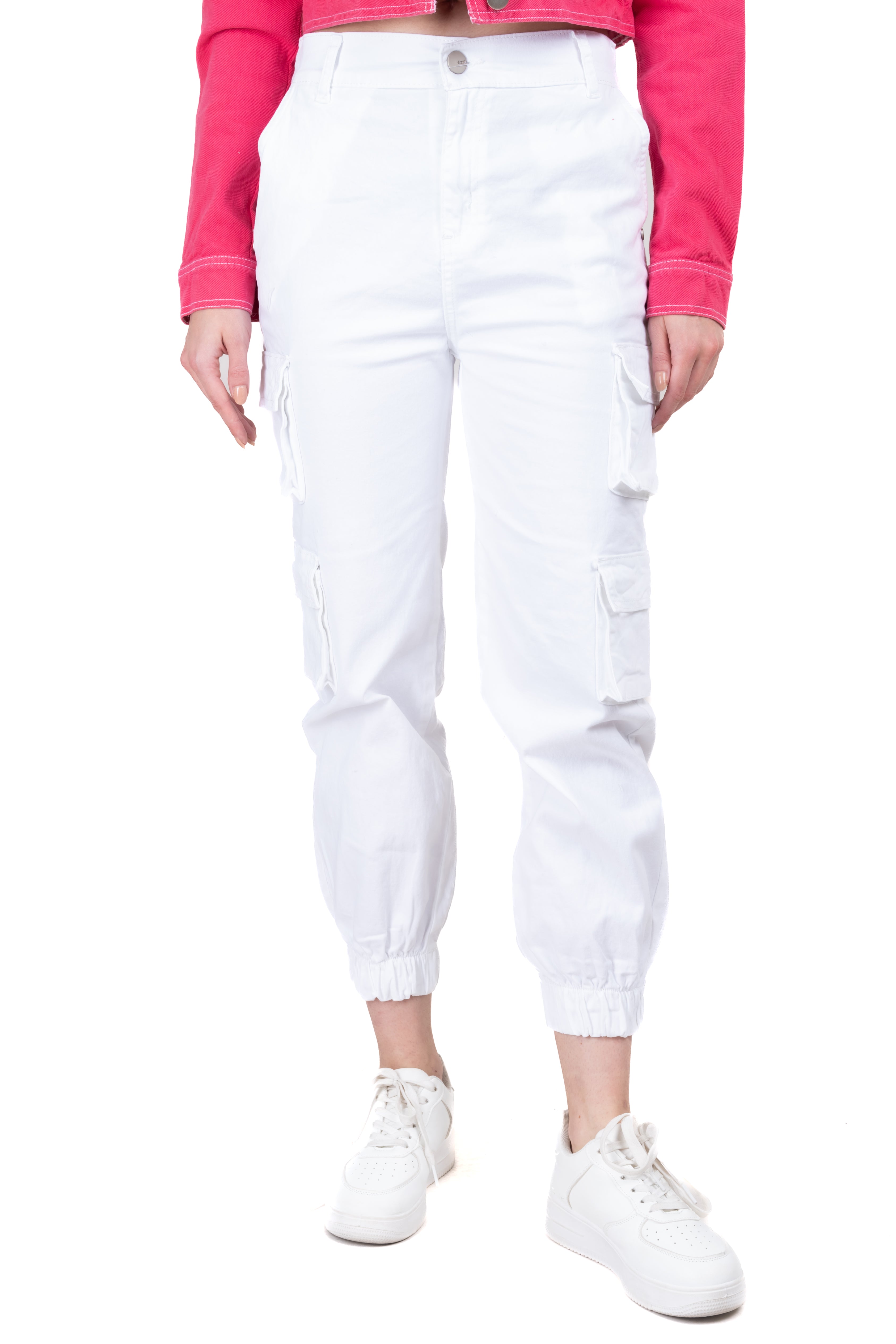 Jeans cargo monocolor BLANCO