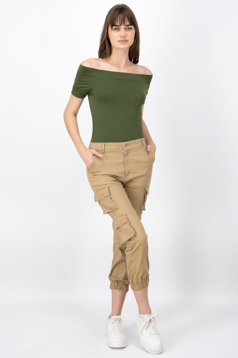 Jeans cargo monocolor KHAKI