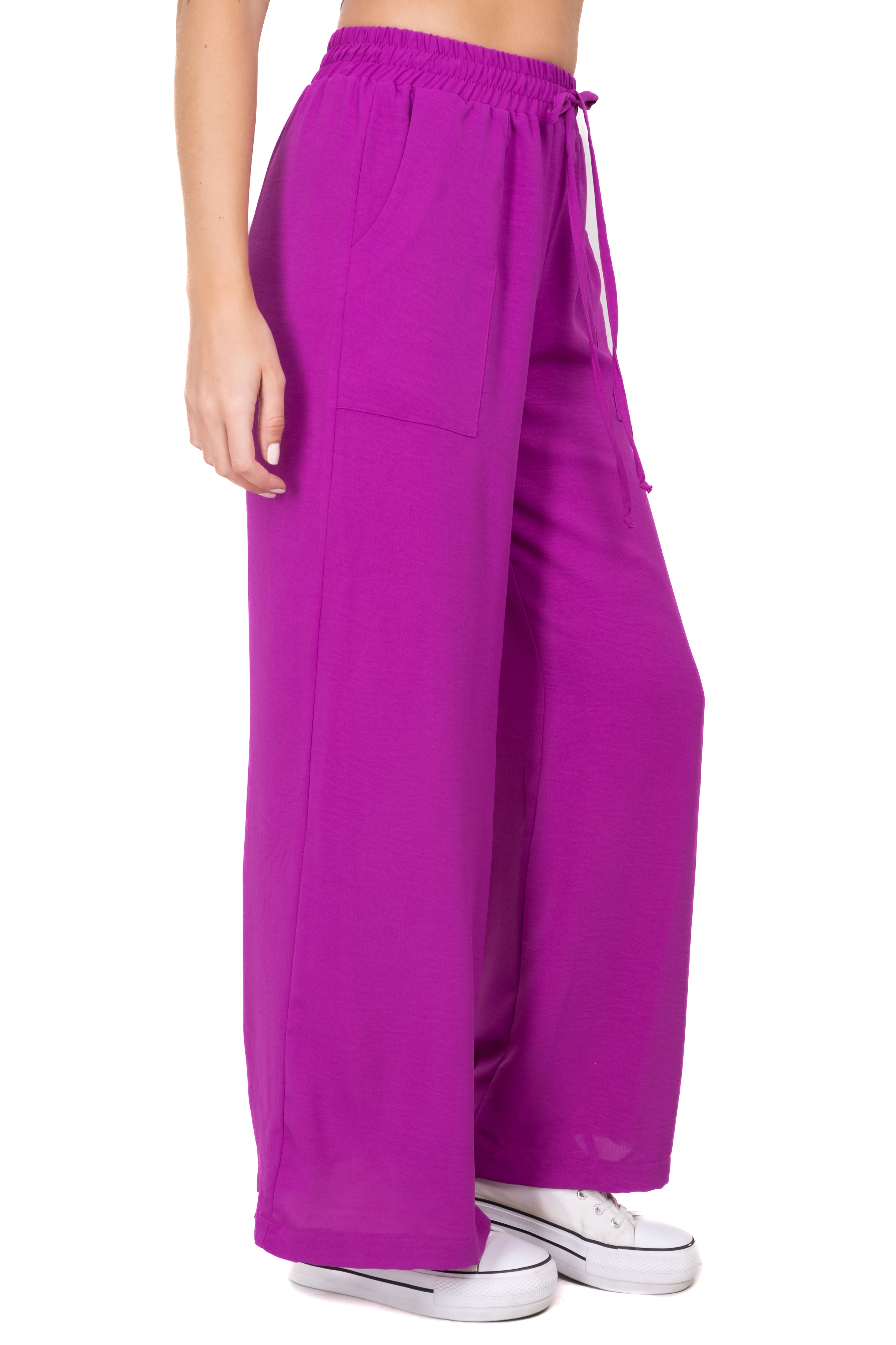 Broad monochor pants bags Bright purple