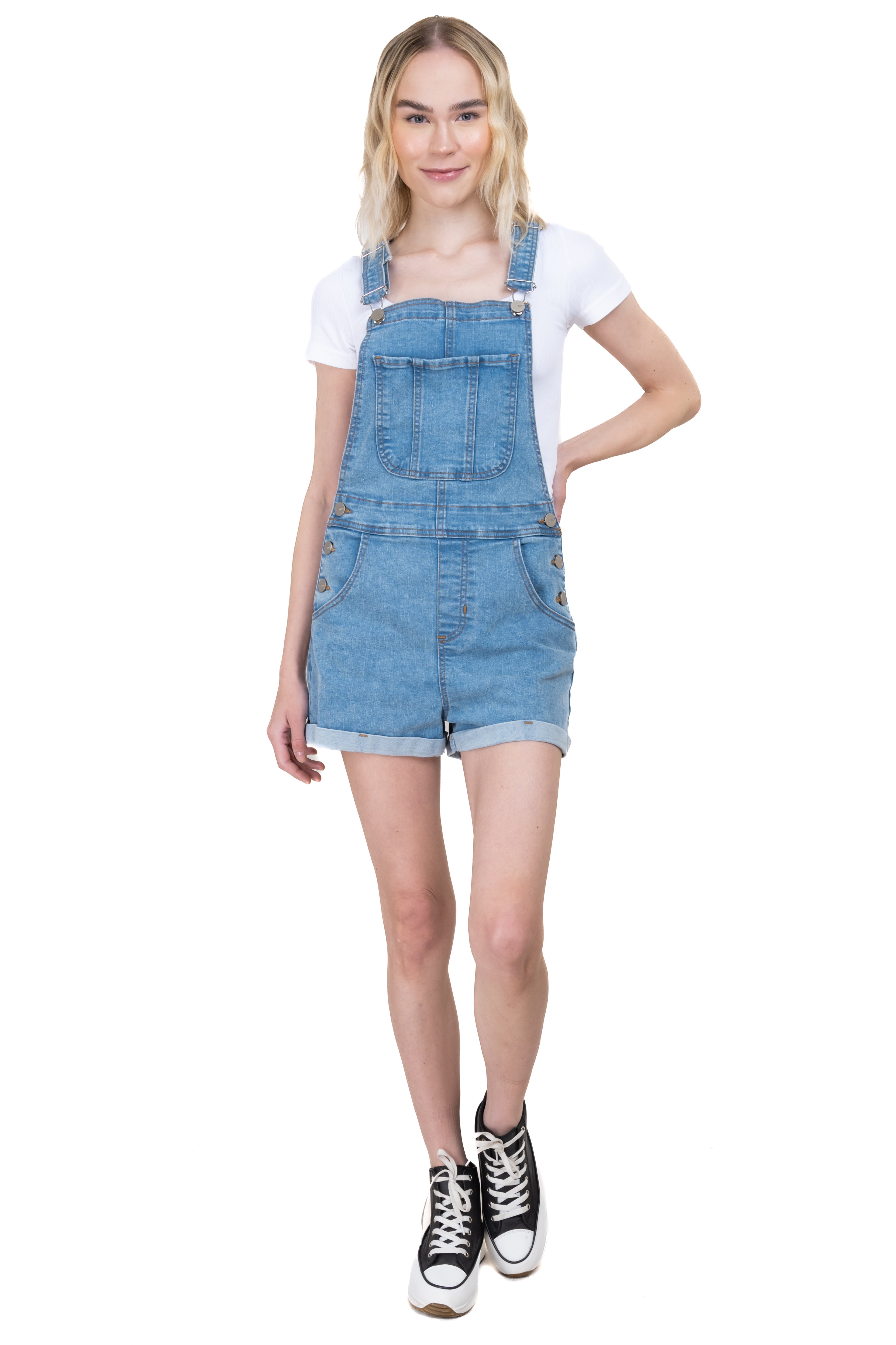 Overol Short denim buttons ACID LIGHT