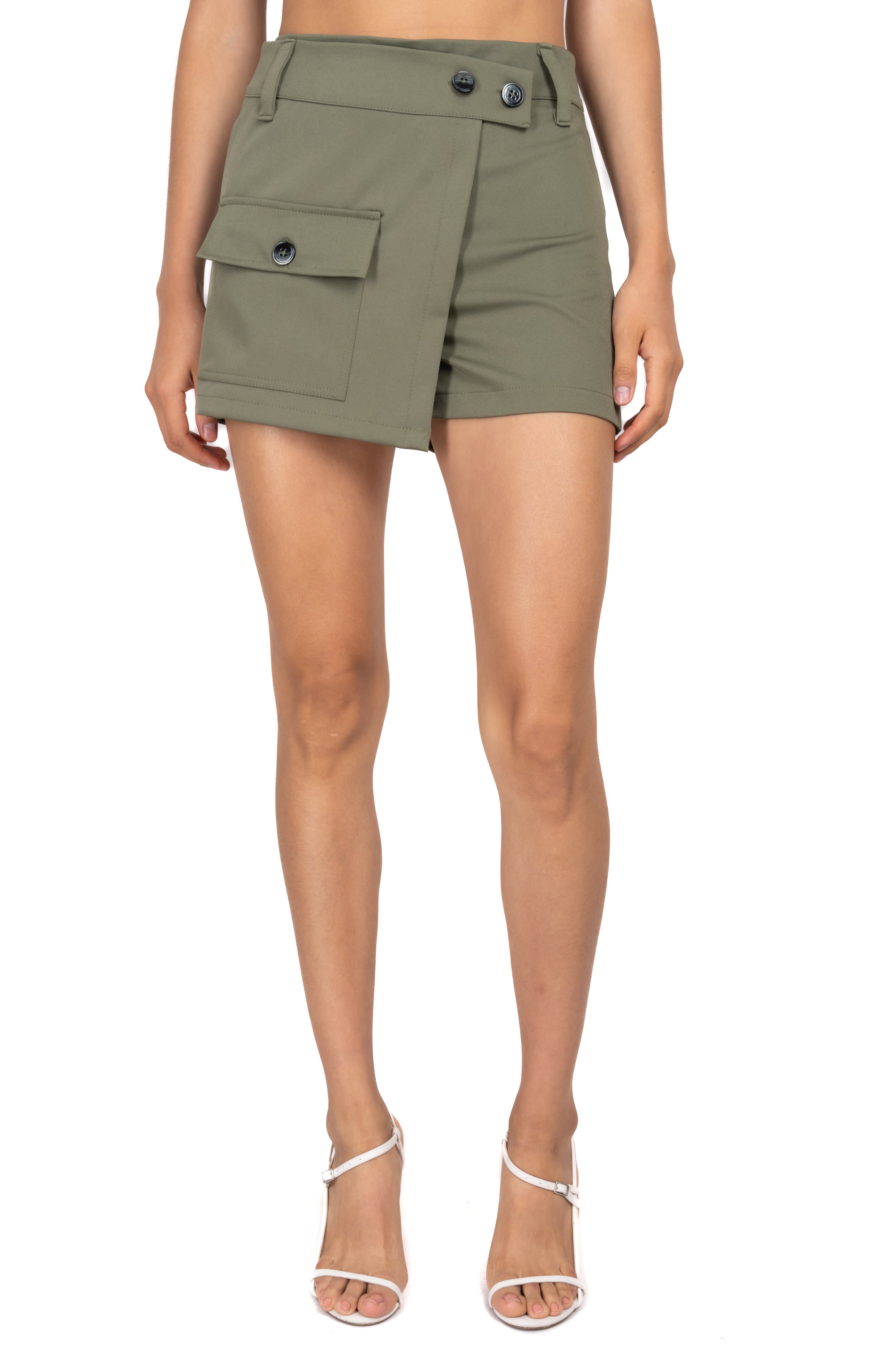 Short skirt Pocket button OLIVE