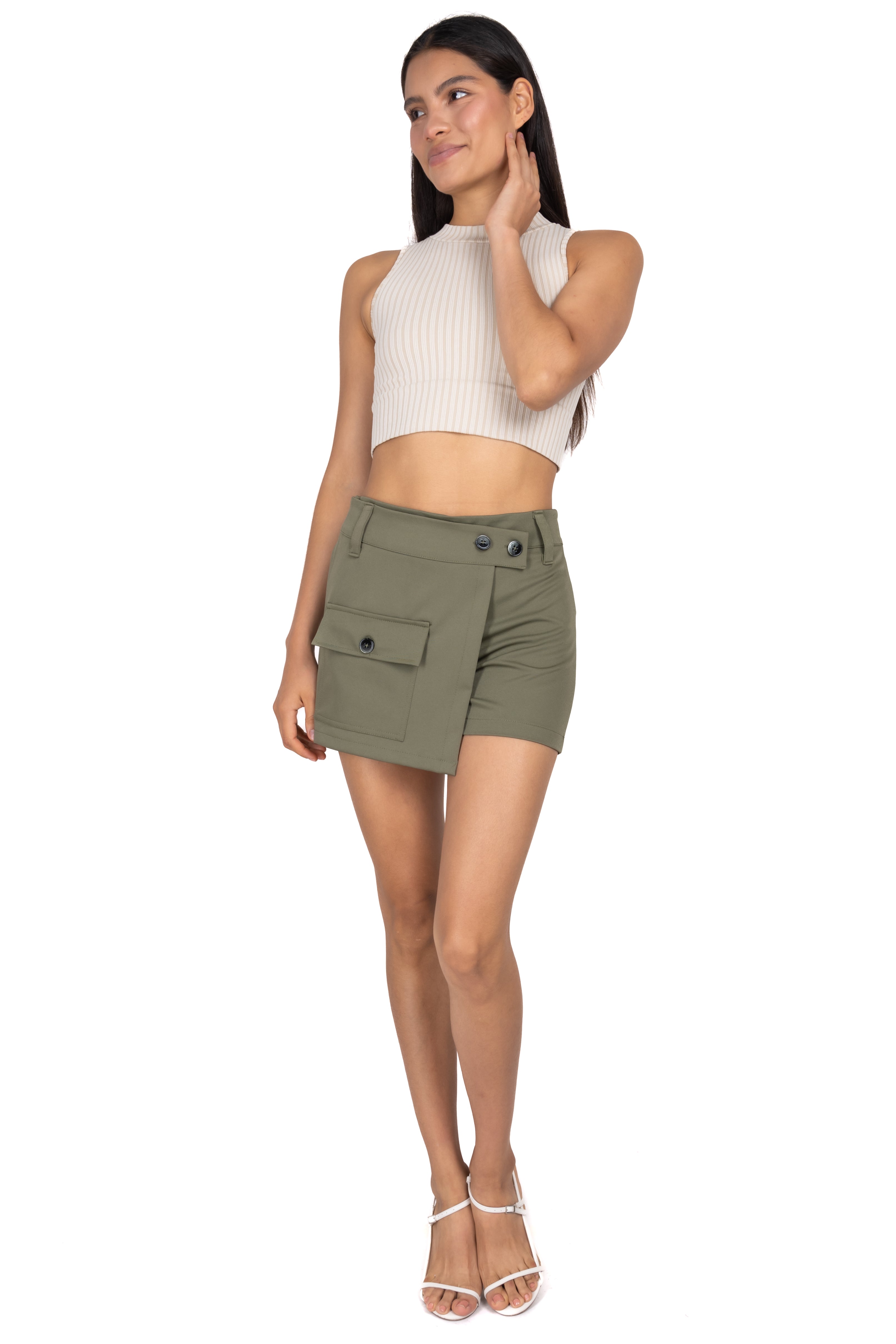 Short skirt Pocket button OLIVE