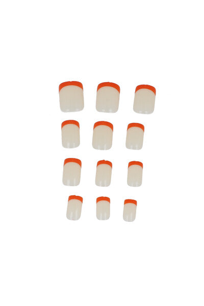 Set 12 uñas cuadradas francesas NARANJA