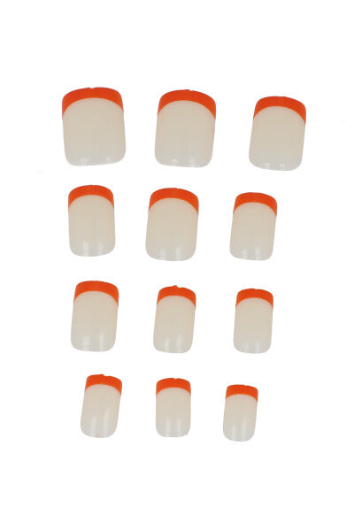 Set 12 uñas cuadradas francesas NARANJA