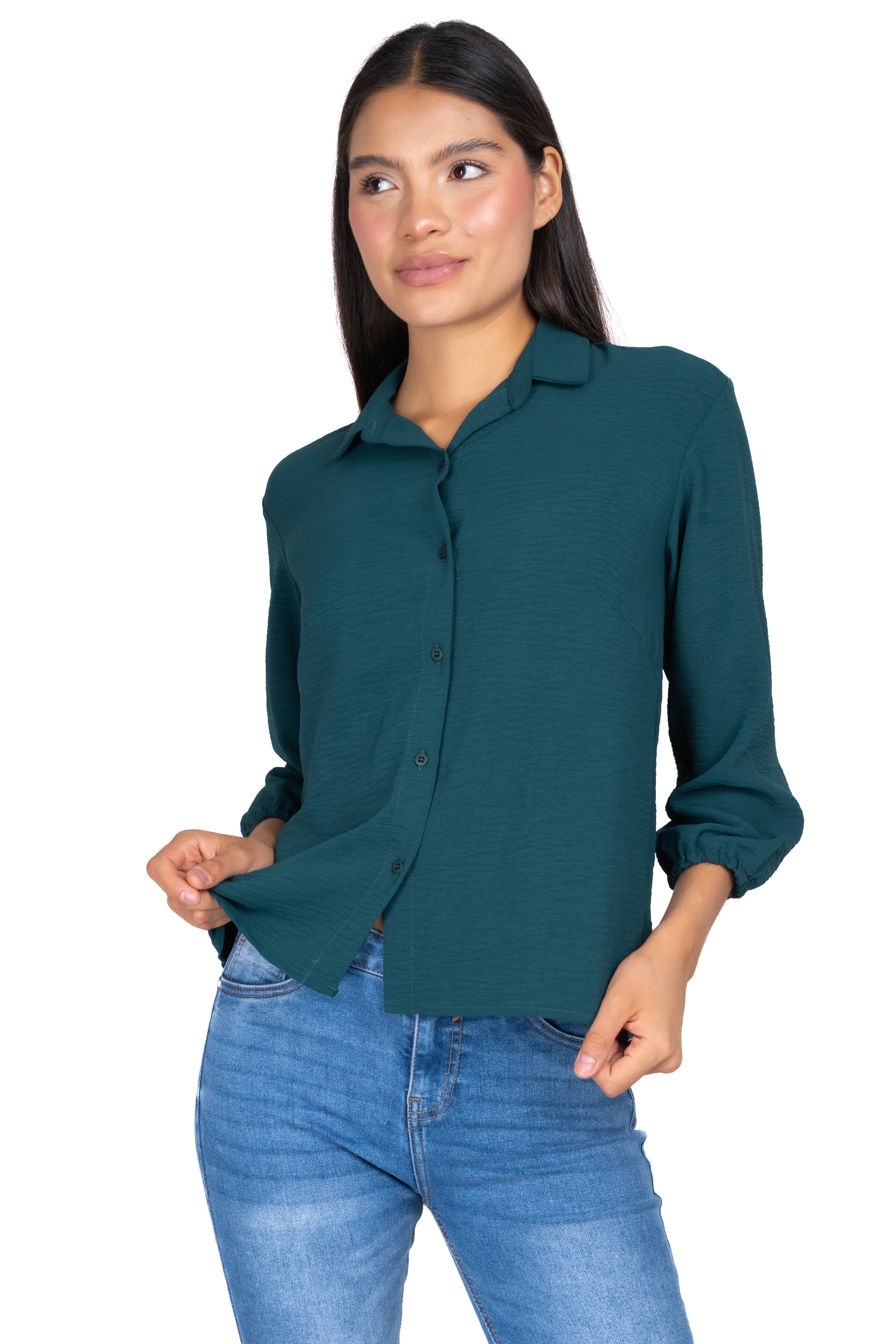 Textured monochor shirt GREEN