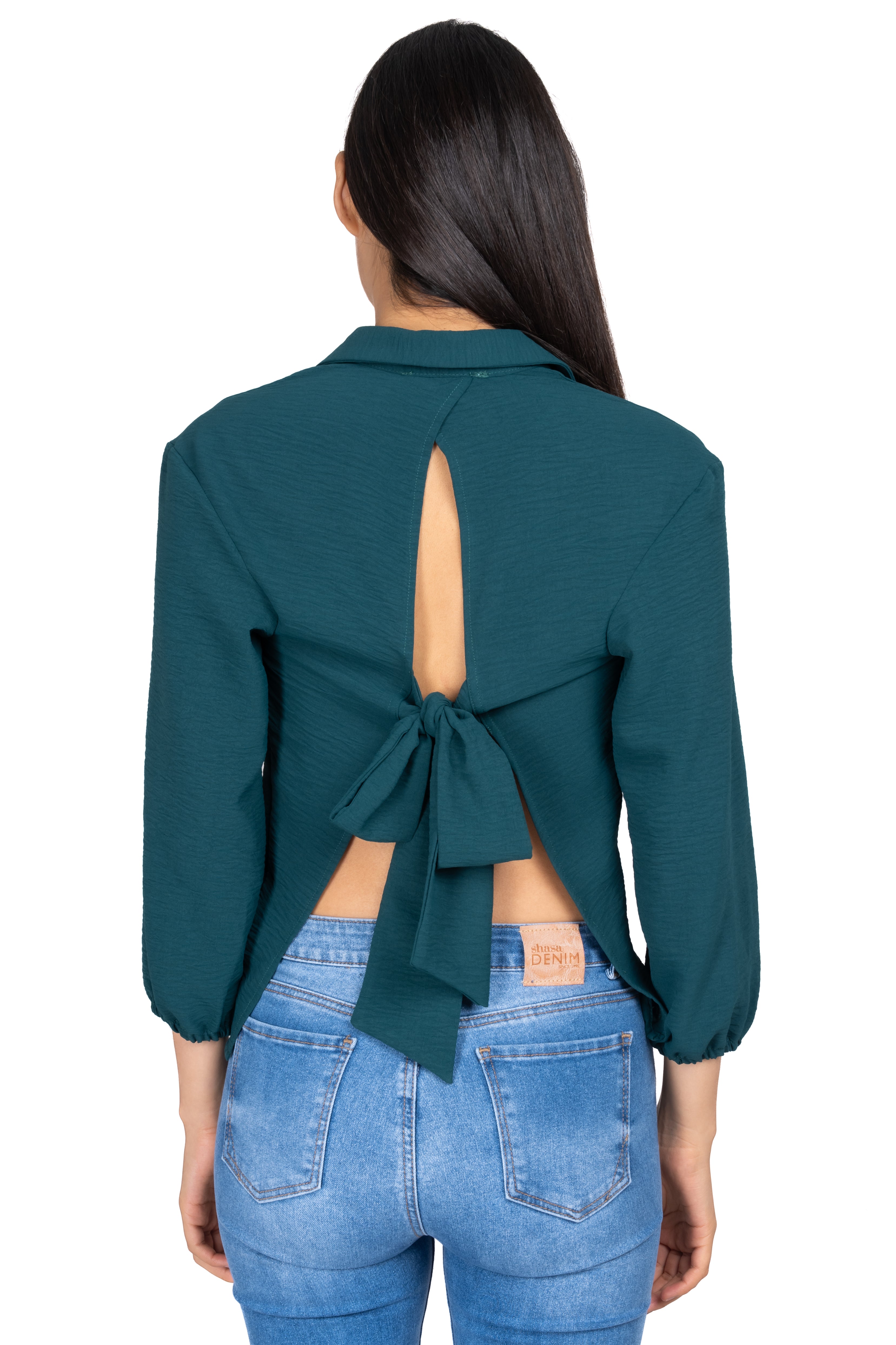 Textured monochor shirt GREEN