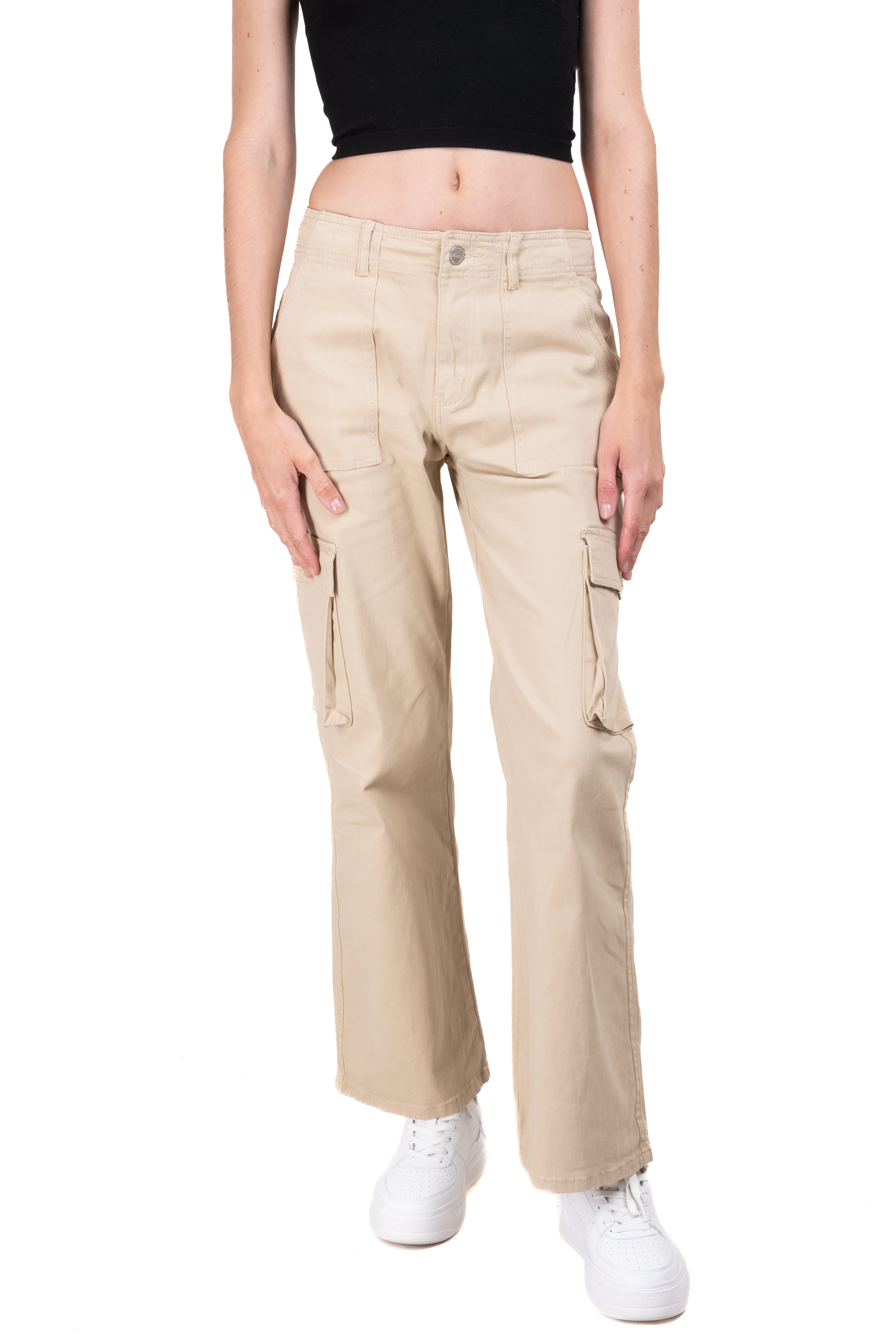 Jeans straight cargo monocolor KHAKI