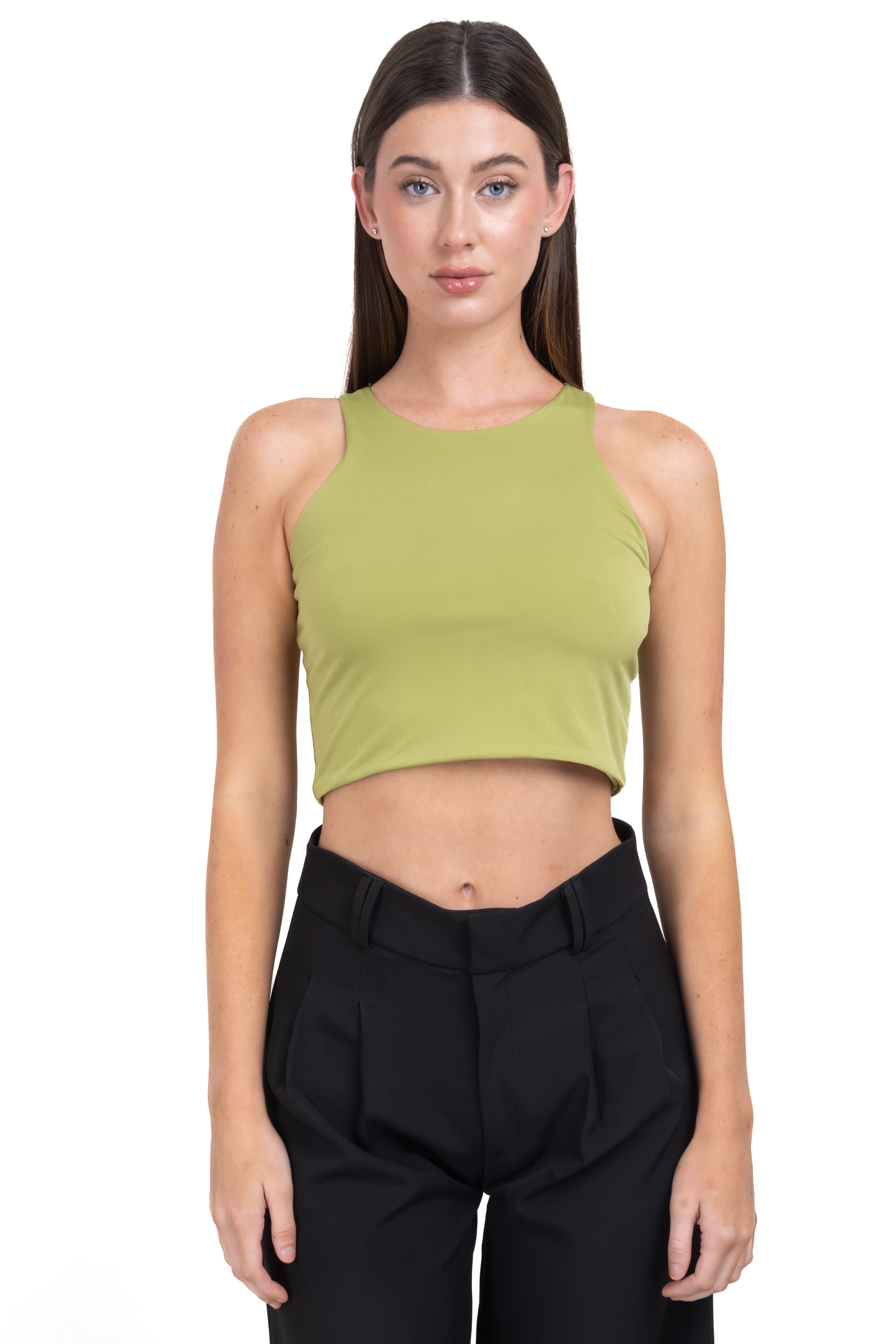 Top crop liso tirantes VERDE