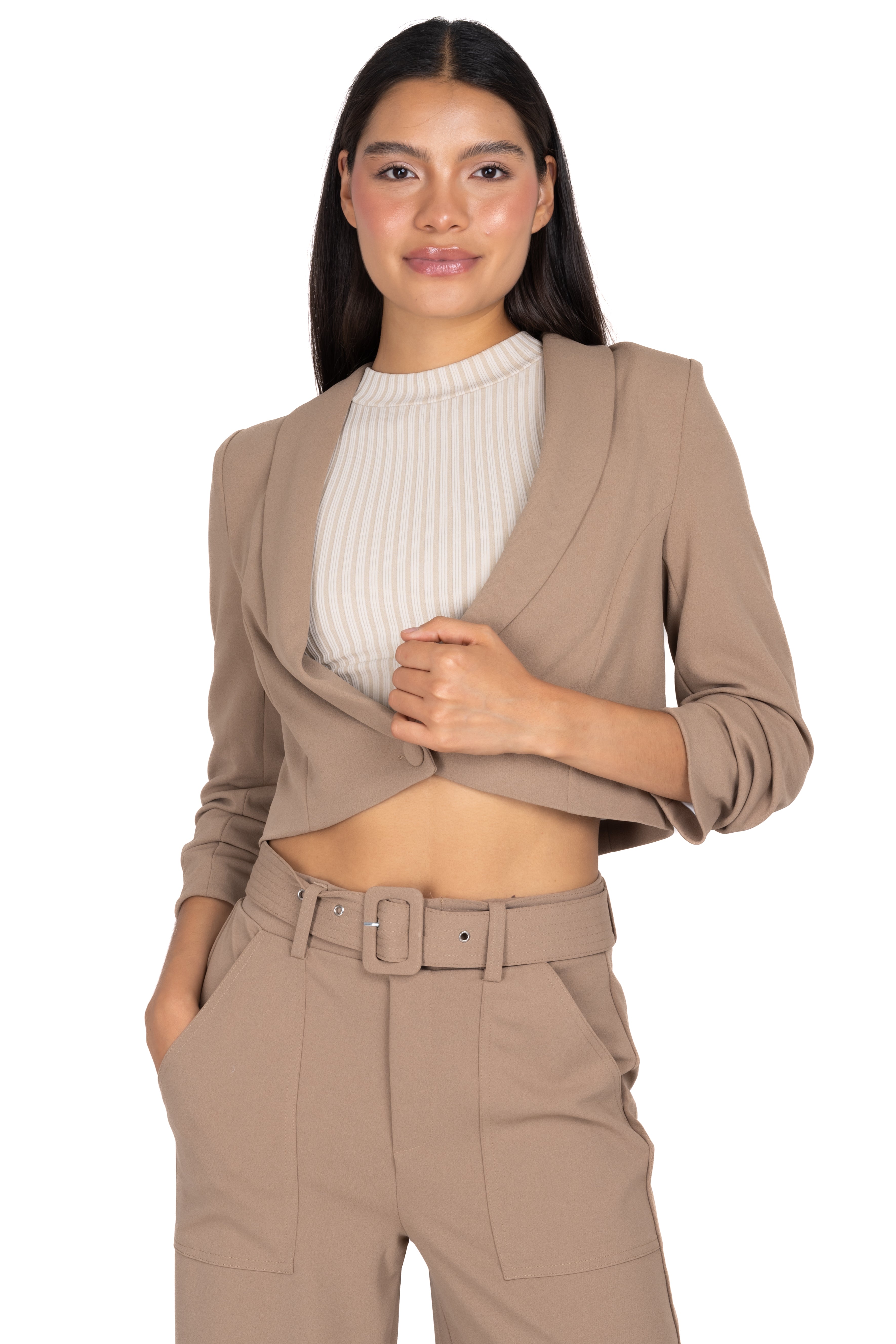 CROP SACO MANAGE ELEVATORS Taupe