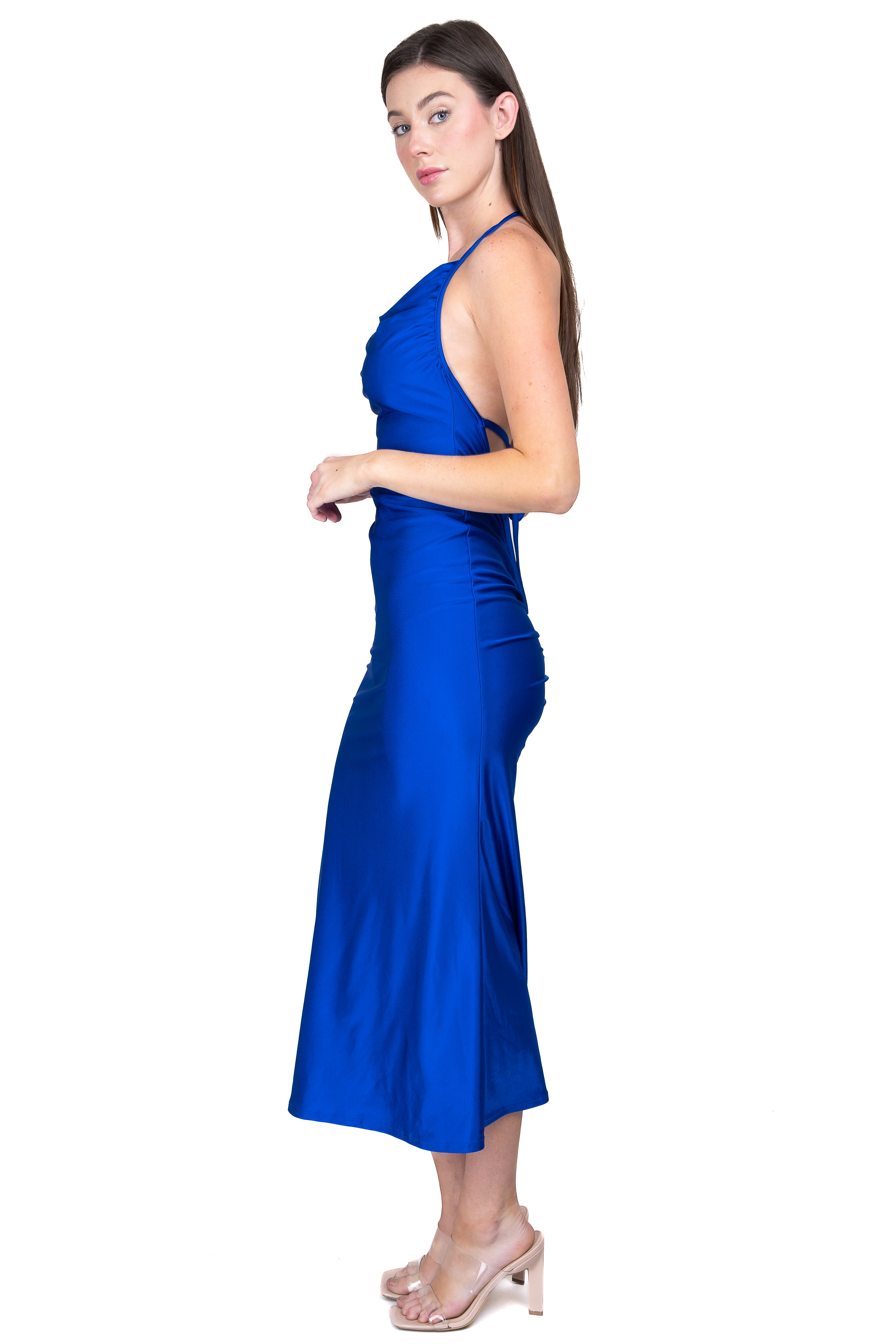 Vestido maxi bodycon fruncido AZUL REY