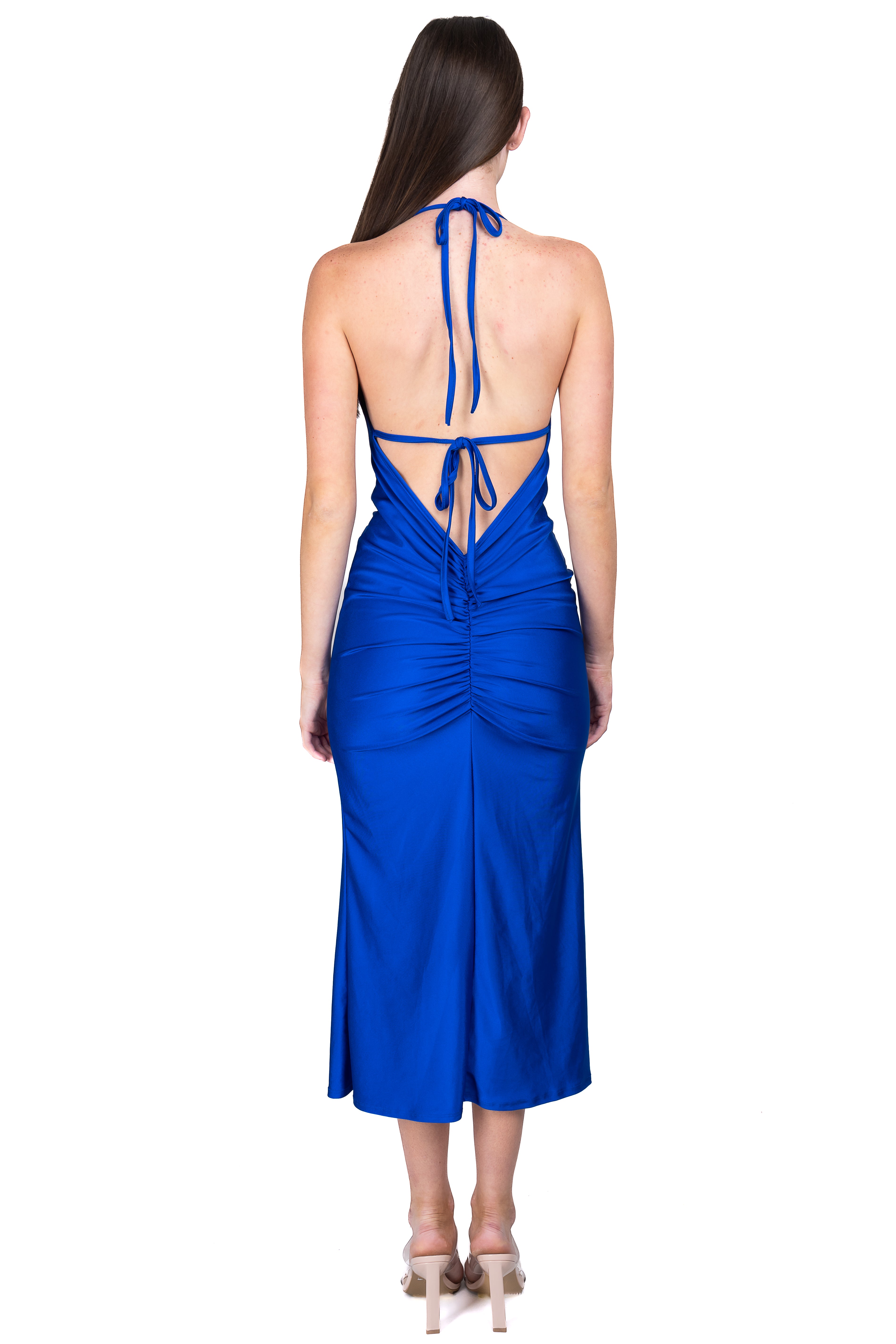 Vestido maxi bodycon fruncido AZUL REY