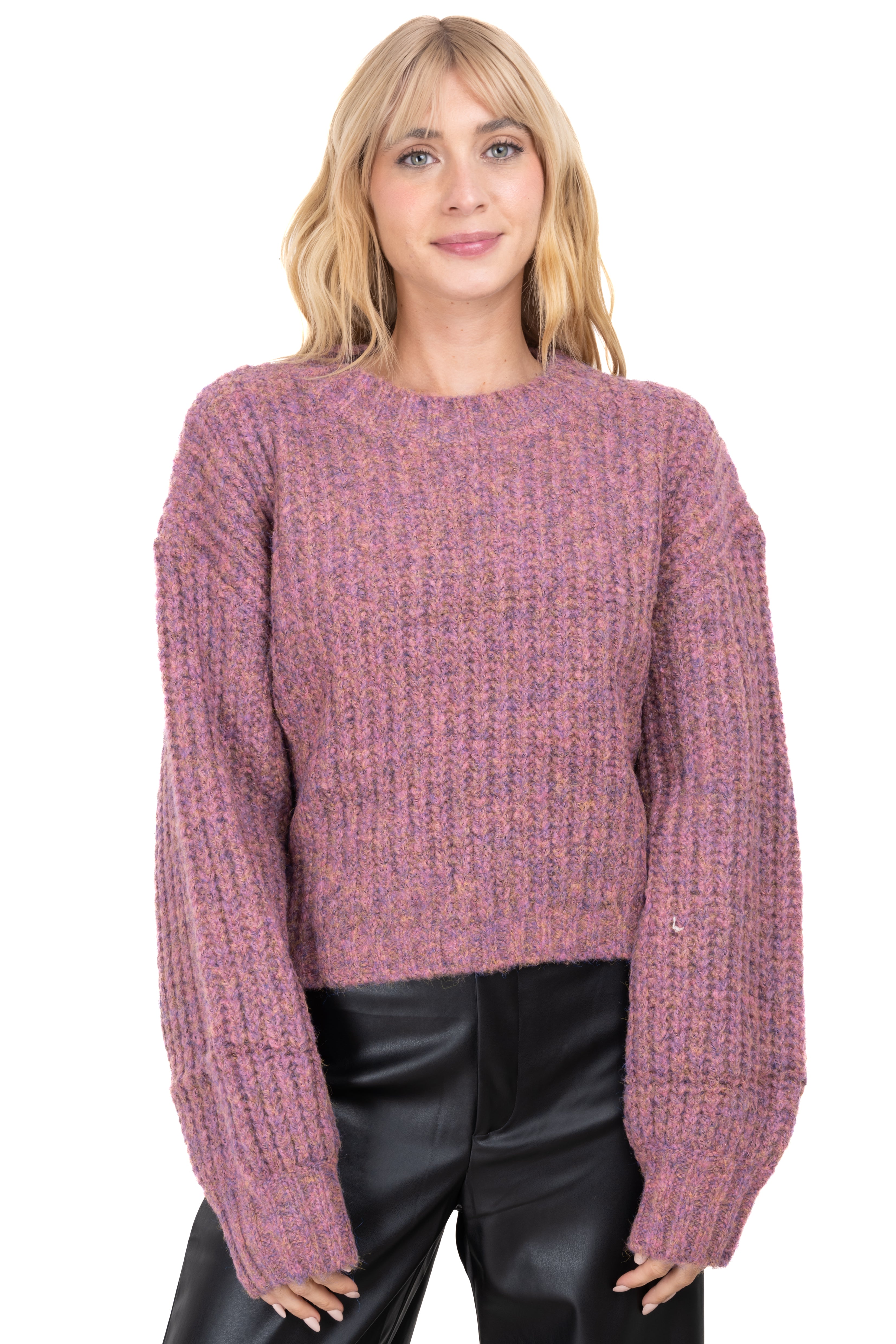 Multicolor wide fabric sweater Autumnal multicolored