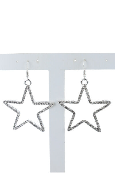 Hanging earrings stars shine SILVER