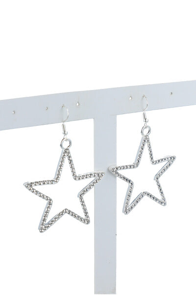 Hanging earrings stars shine SILVER