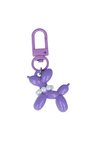 Llavero perrito globo perlas MORADO