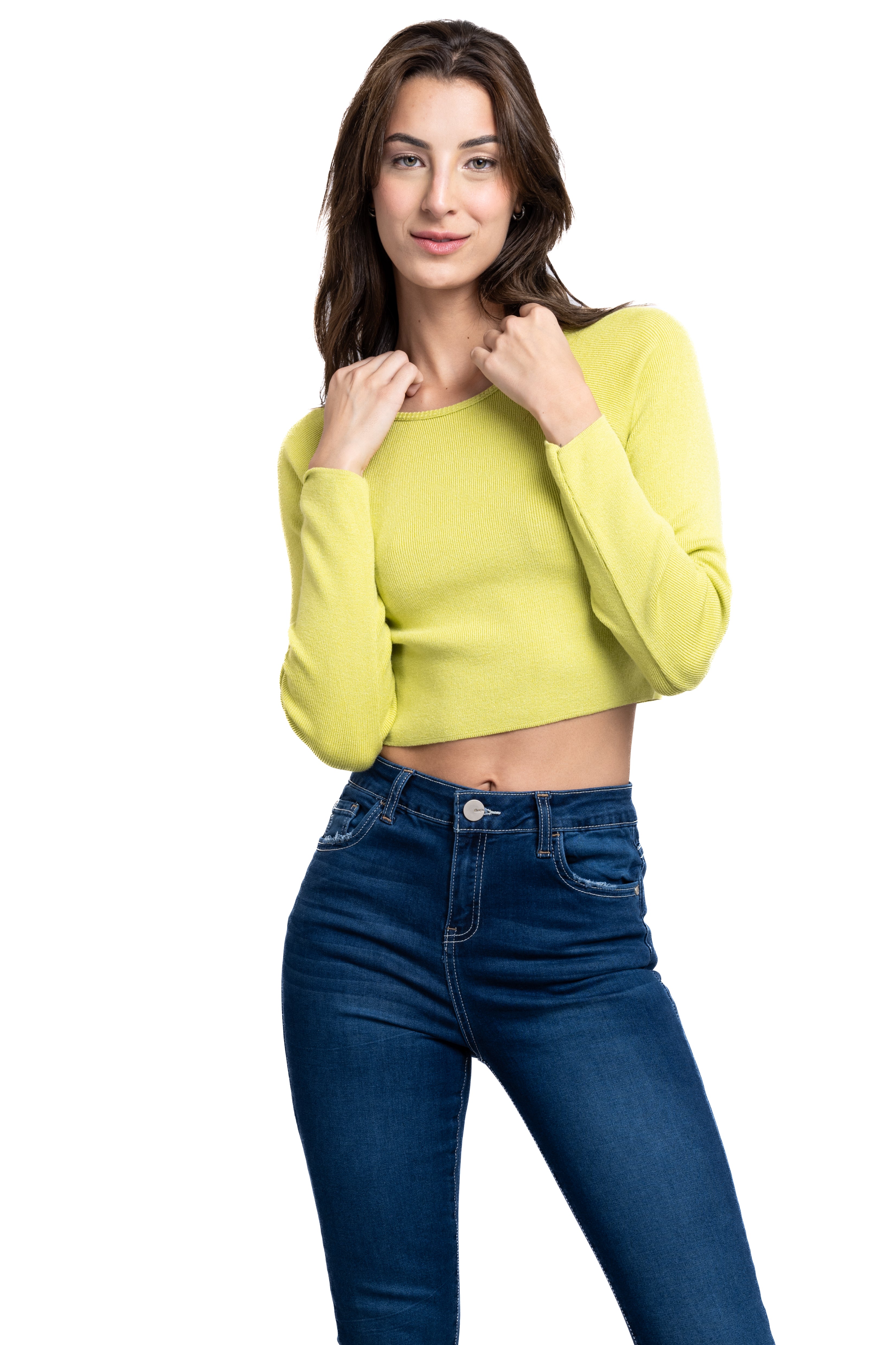 Monocolor crop sweater OLIVE