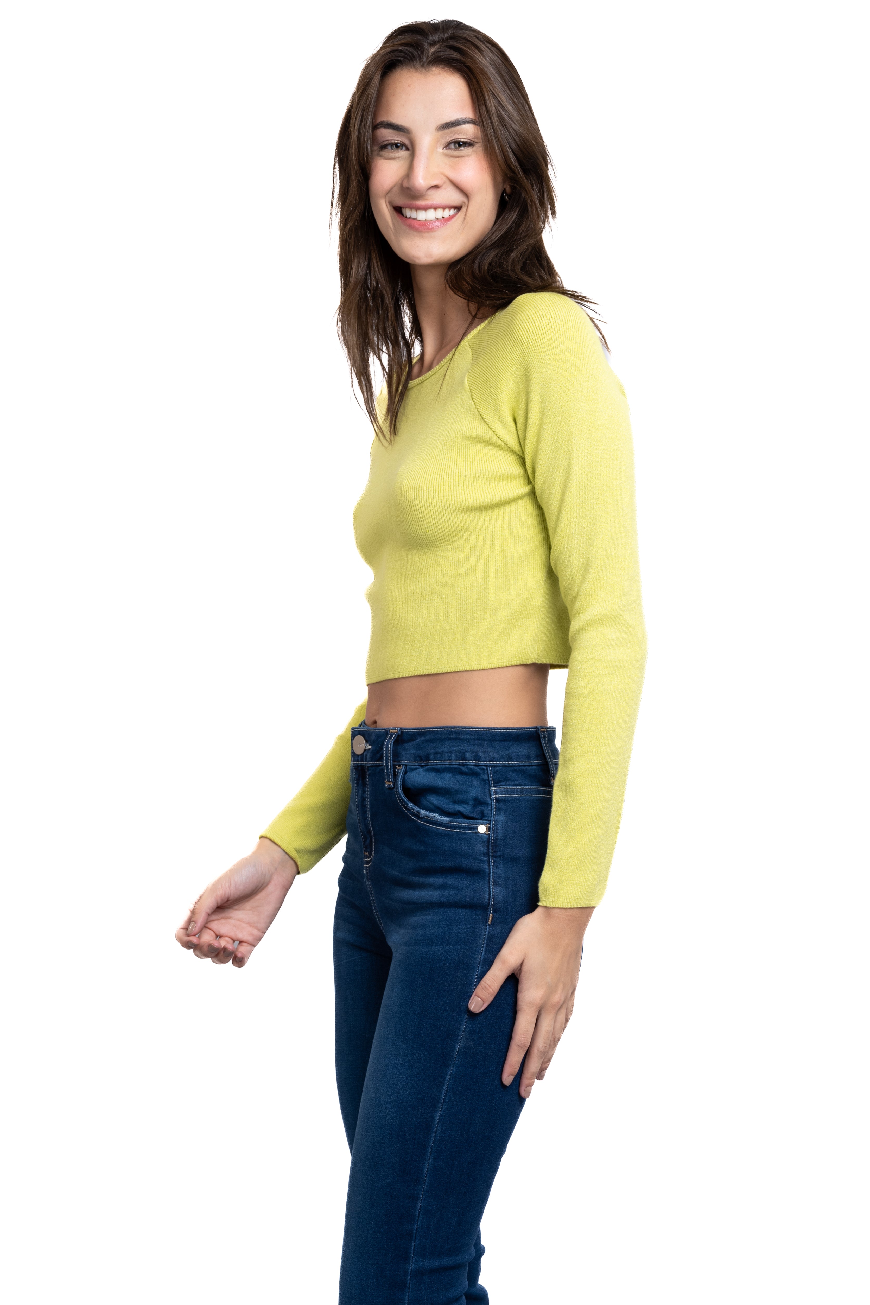 Monocolor crop sweater OLIVE