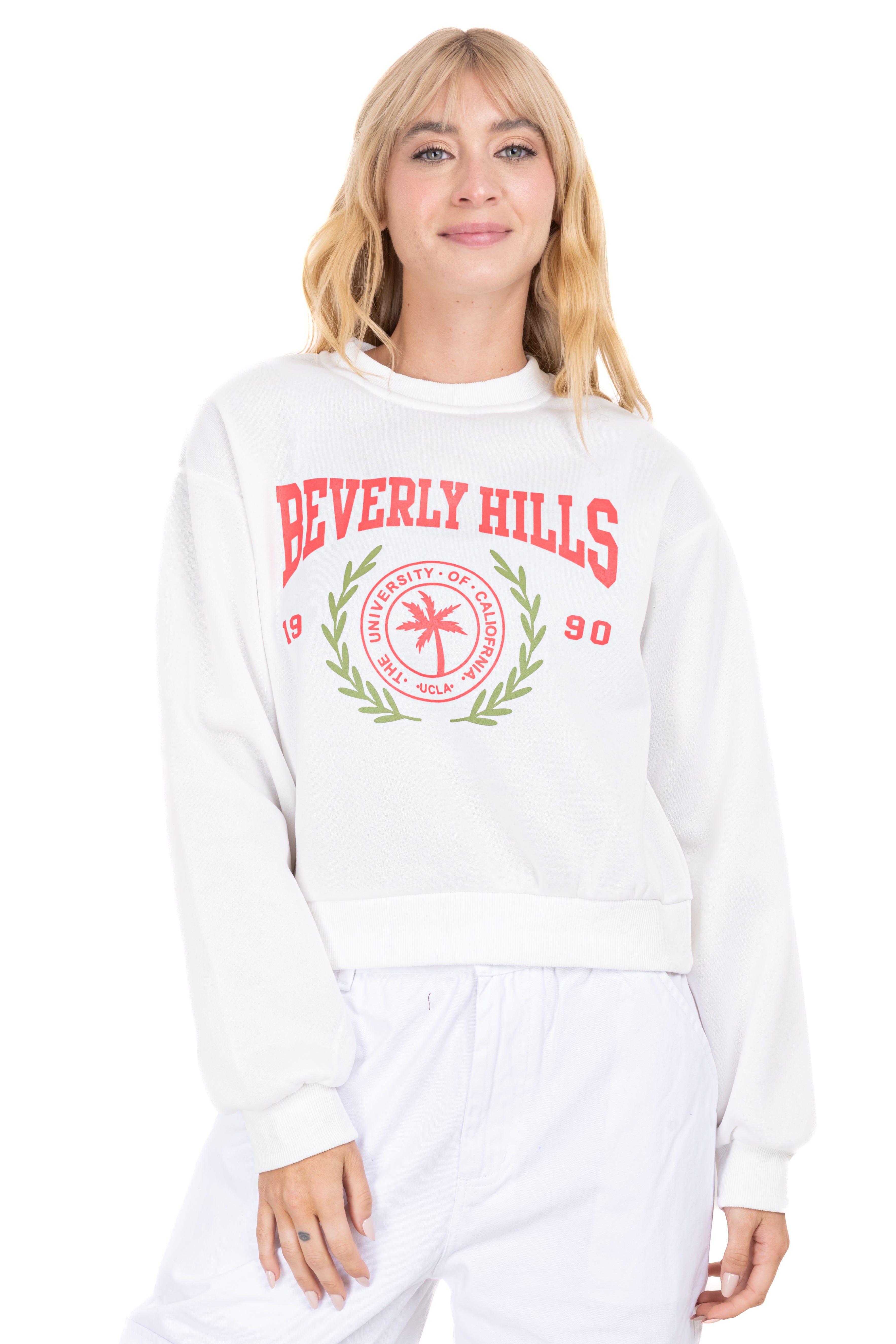 Beverly Hills text sweatshirt White Combo