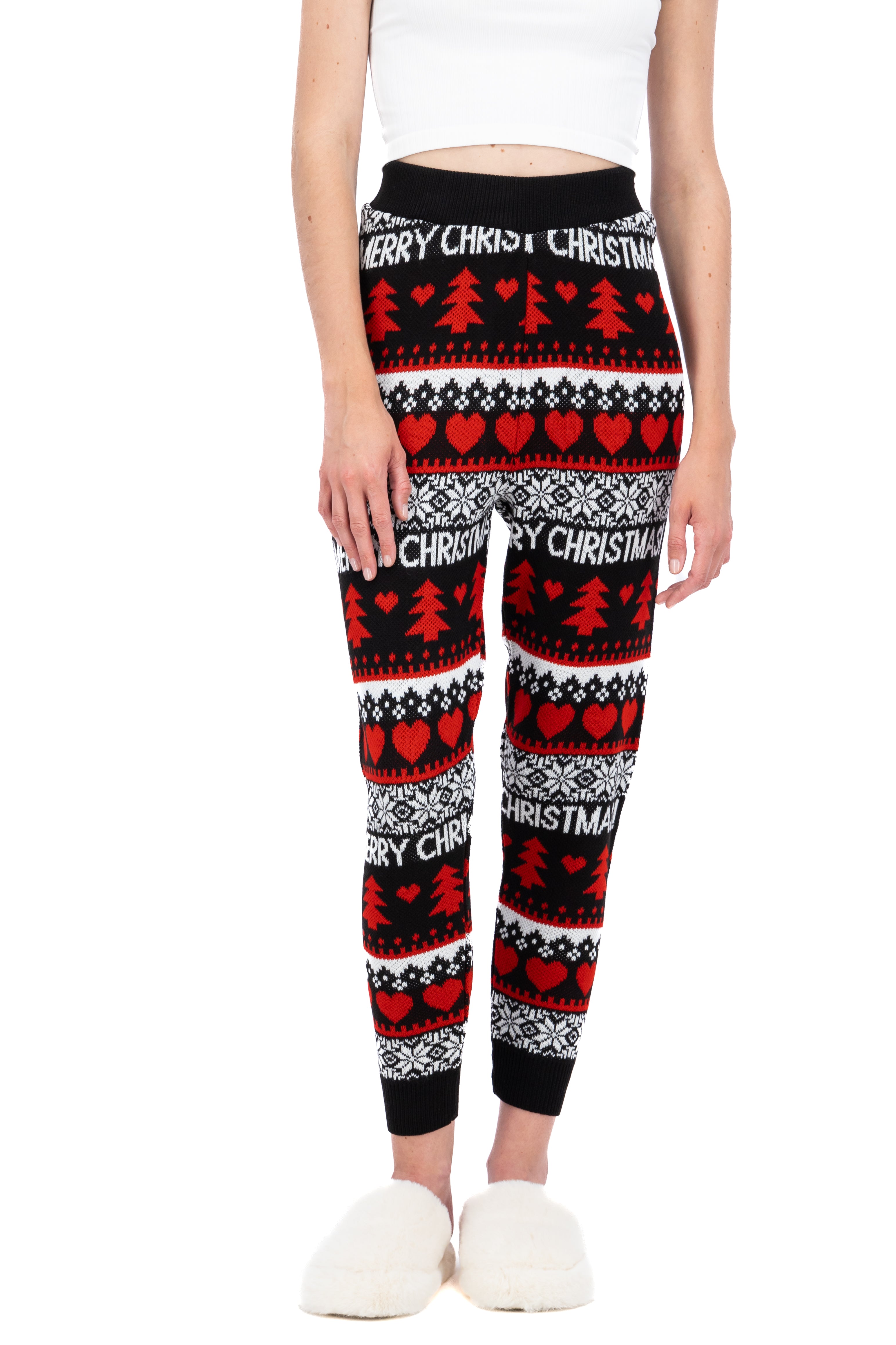 Christmas Jogger Merry Christmas Hearts Black Combo