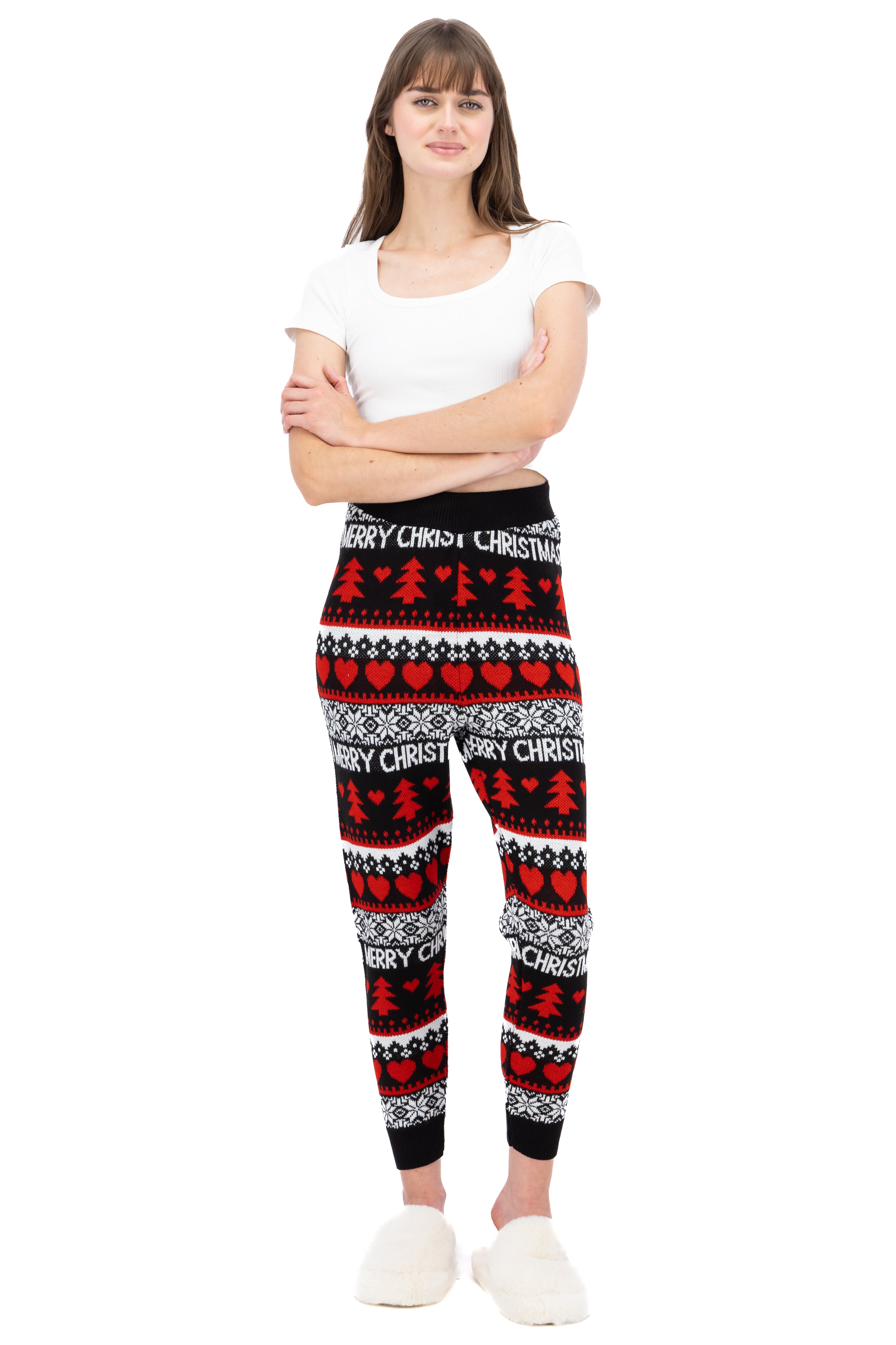 Christmas Jogger Merry Christmas Hearts Black Combo