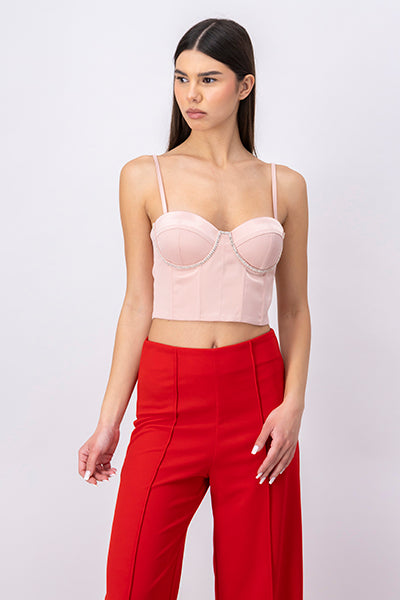 Corset Tirantes Copas Brillos PALO DE ROSA