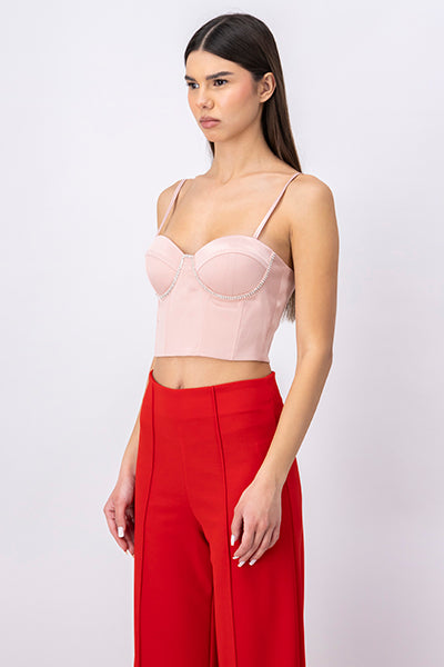 Corset Tirantes Copas Brillos PALO DE ROSA